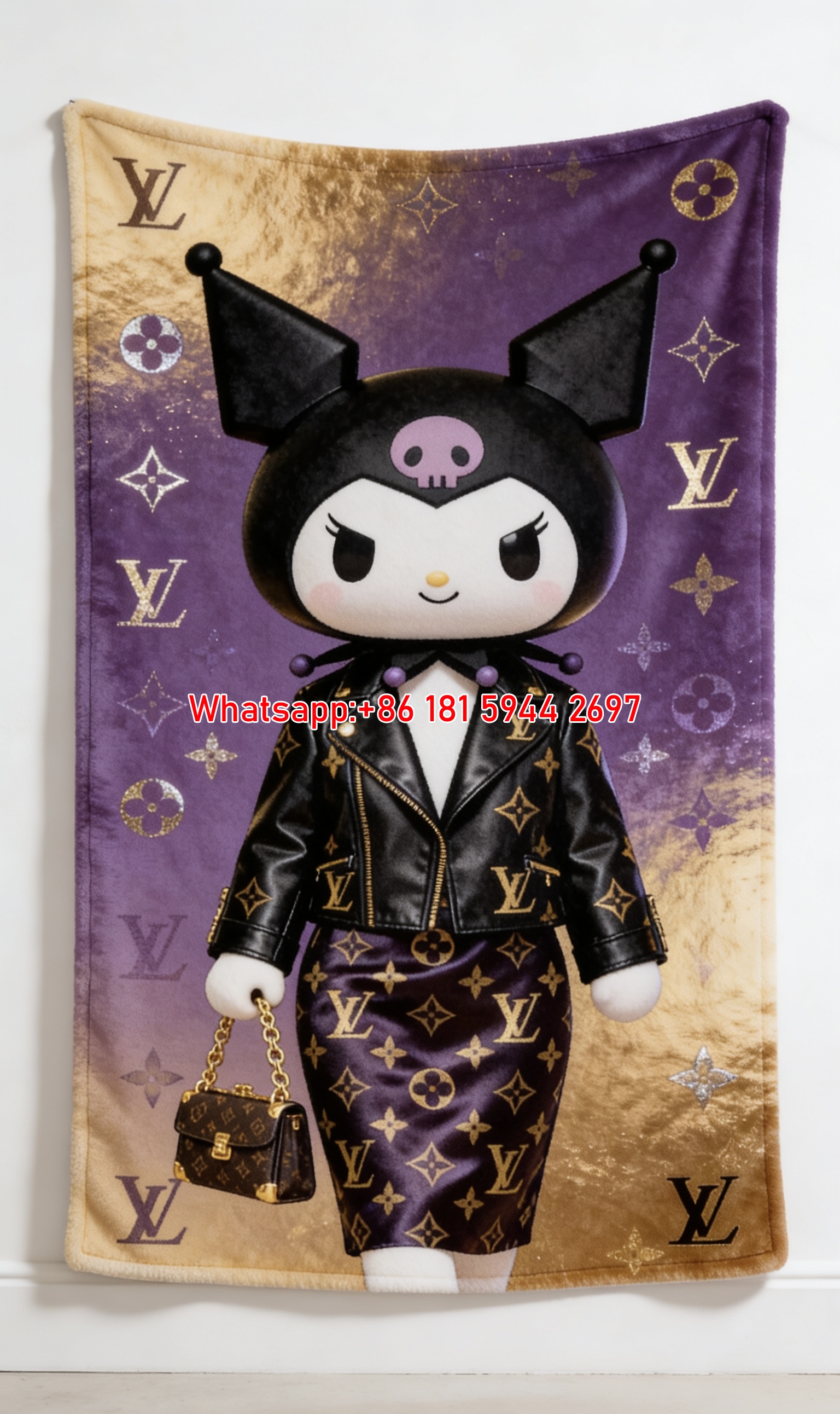 Designer Kuromi Flannel Throw Blanket 373
